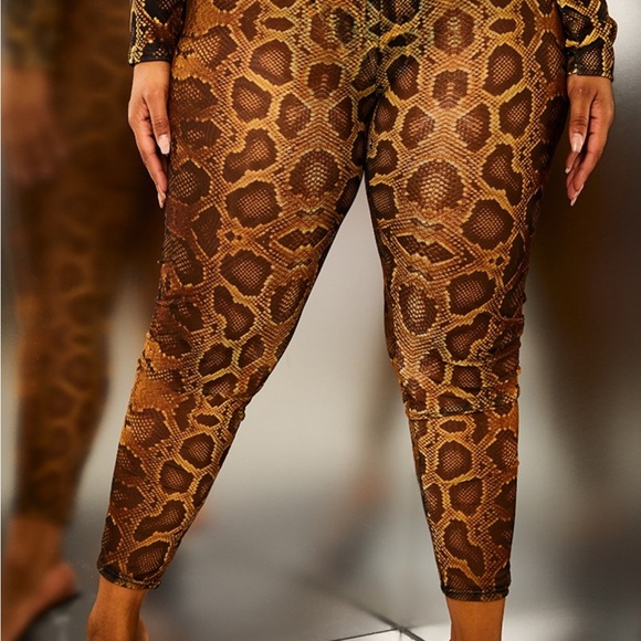 SHEER SNAKE PRINT LEGGINGS - Picture 2 of 5